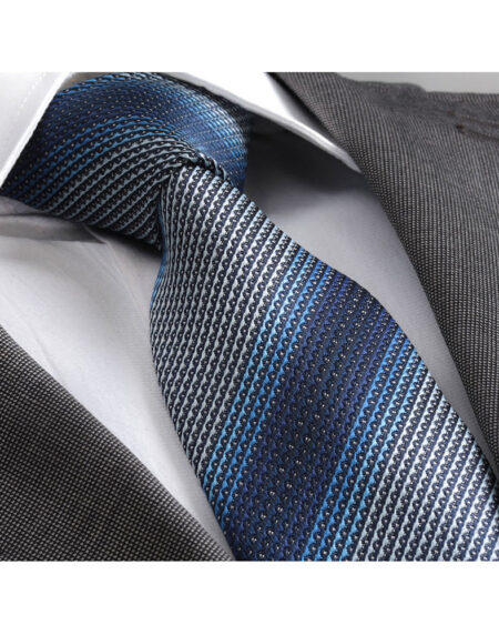 Men's Fashion Blue Shades Tie Silk Neck Ties Gift Box - Amedeo Exclusive