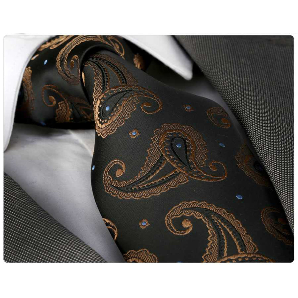 Men's New Fashion Brown Black Neck Tie Gift Box - Amedeo Exclusive