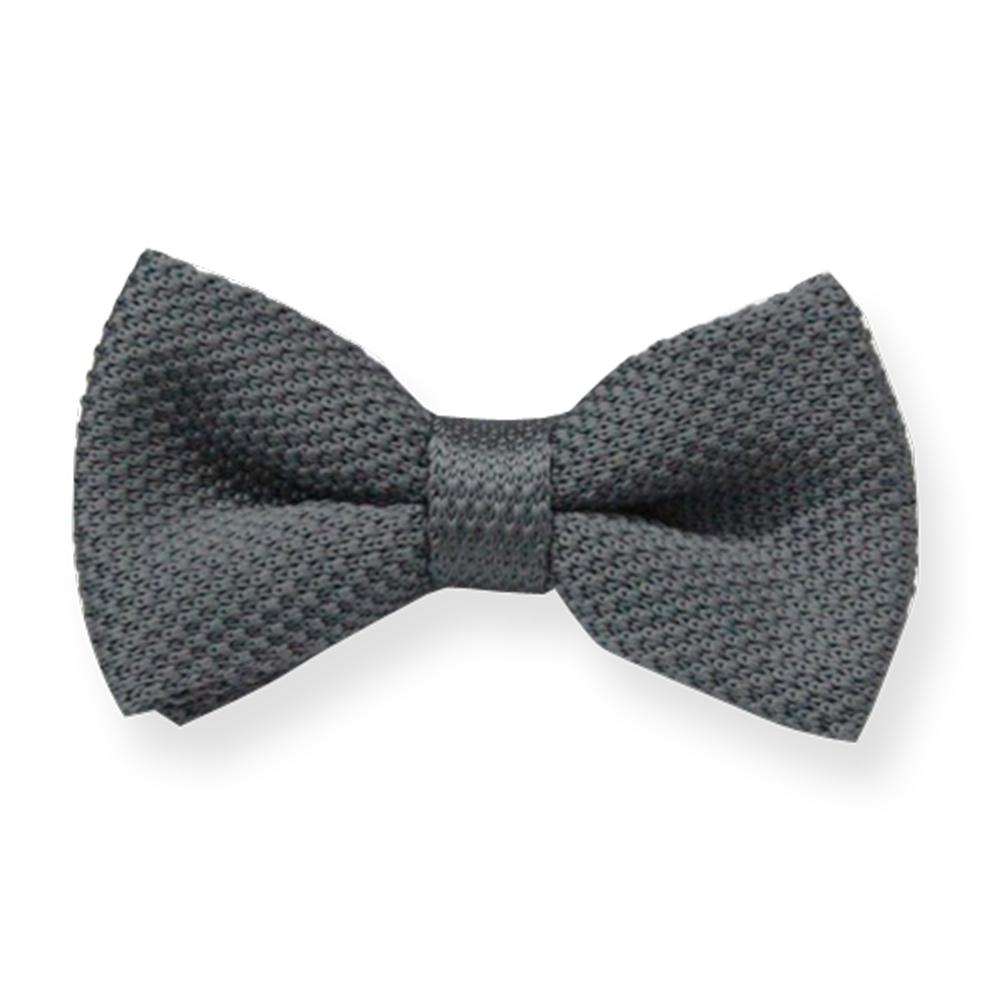 Men's Solid Grey Silk Knitted Bow Tie - Amedeo Exclusive