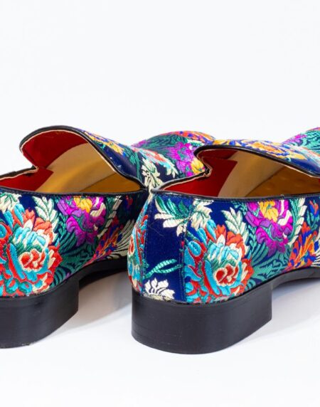 Premium Blue Multicolor Floral Loafers for men designer slip on casual / dress shoes – Luxury - Amedeo Exclusive