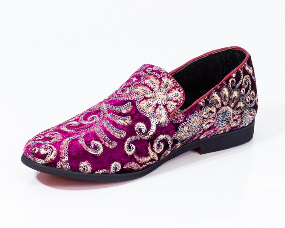 Premium Pink Multicolor Floral Loafers for men designer slip on casual / dress shoes – Luxury