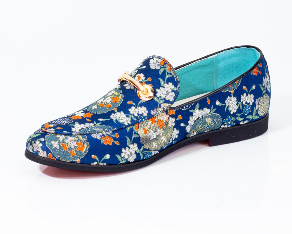 Premium Blue Golden Multicolor Loafers for men designer slip on casual / dress shoes – Luxury - Amedeo Exclusive