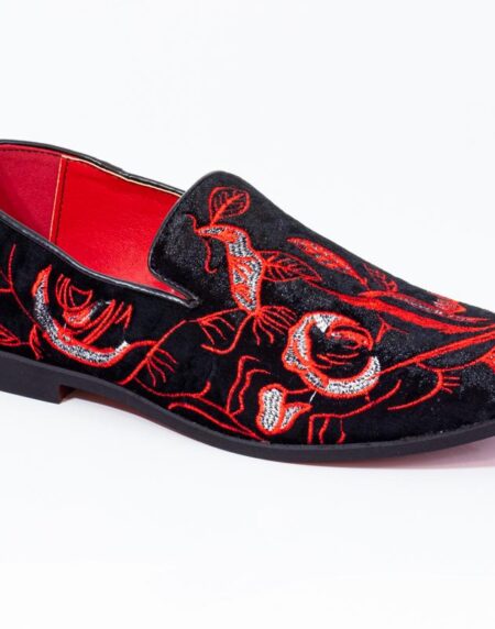 Premium Red And Black Loafers for men designer slip on casual / dress shoes – Luxury Leather - Amedeo Exclusive