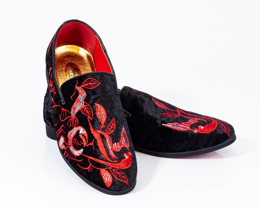 Premium Red And Black Loafers for men designer slip on casual / dress shoes – Luxury Leather - Amedeo Exclusive