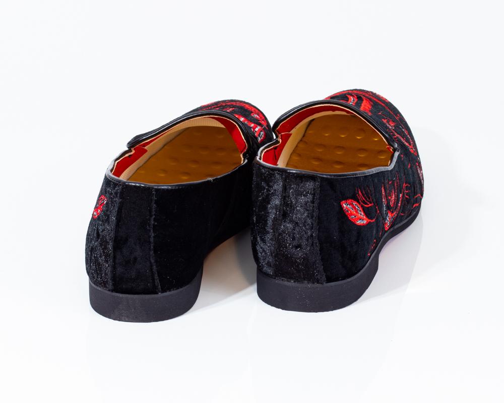 Premium Red And Black Loafers for men designer slip on casual / dress shoes – Luxury Leather - Amedeo Exclusive