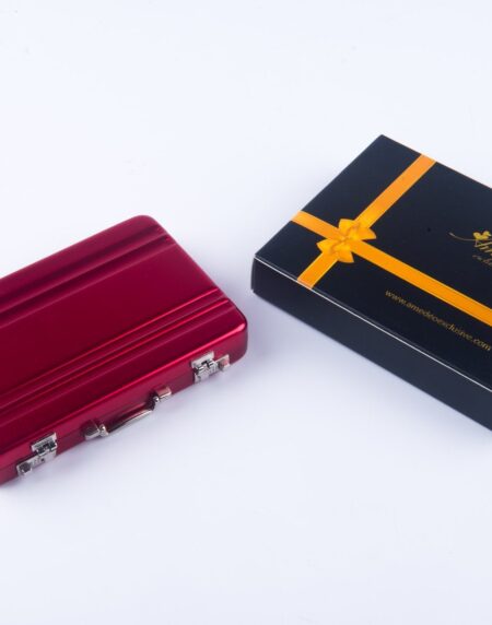 Metal Mens pocket sized Red Business Card Holder / Card Case / Visiting Card Case - Amedeo Exclusive