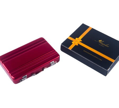 Metal Mens pocket sized Red Business Card Holder / Card Case / Visiting Card Case
