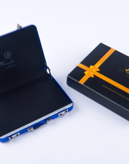Metal Mens pocket sized Blue Business Card Holder / Card Case / Visiting Card Case - Amedeo Exclusive