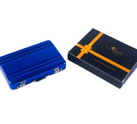 Metal Mens pocket sized Blue Business Card Holder / Card Case / Visiting Card Case