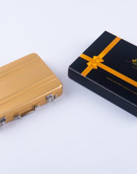 Metal Mens pocket sized Tan Business Card Holder / Card Case / Visiting Card Case - Amedeo Exclusive