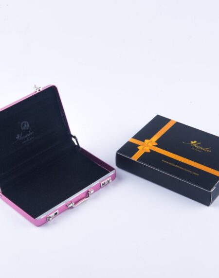 Metal Mens pocket sized Pink Business Card Holder / Card Case / Visiting Card Case - Amedeo Exclusive