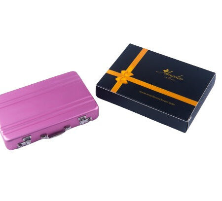 Metal Mens pocket sized Pink Business Card Holder / Card Case / Visiting Card Case