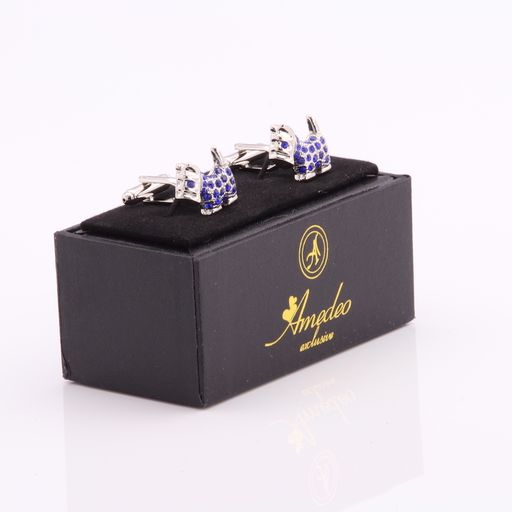 Silver & Blue Mens Stainless Steel Dogs Cufflinks for Shirt with Box - Hand Crafted Perfect Gift - Image 2