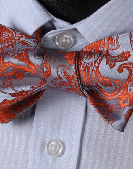 Red Brown Paisley Mens Silk Self tie Bow Tie with Pocket Squares Set - Amedeo Exclusive