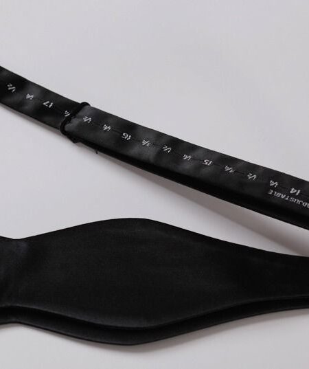 Pure Black Solid Mens Silk Self tie Bow Tie with Pocket Squares Set - Amedeo Exclusive