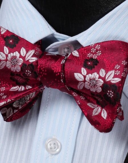 Blue Red Check Mens Silk Self tie Bow Tie with Pocket Squares Set - Amedeo Exclusive