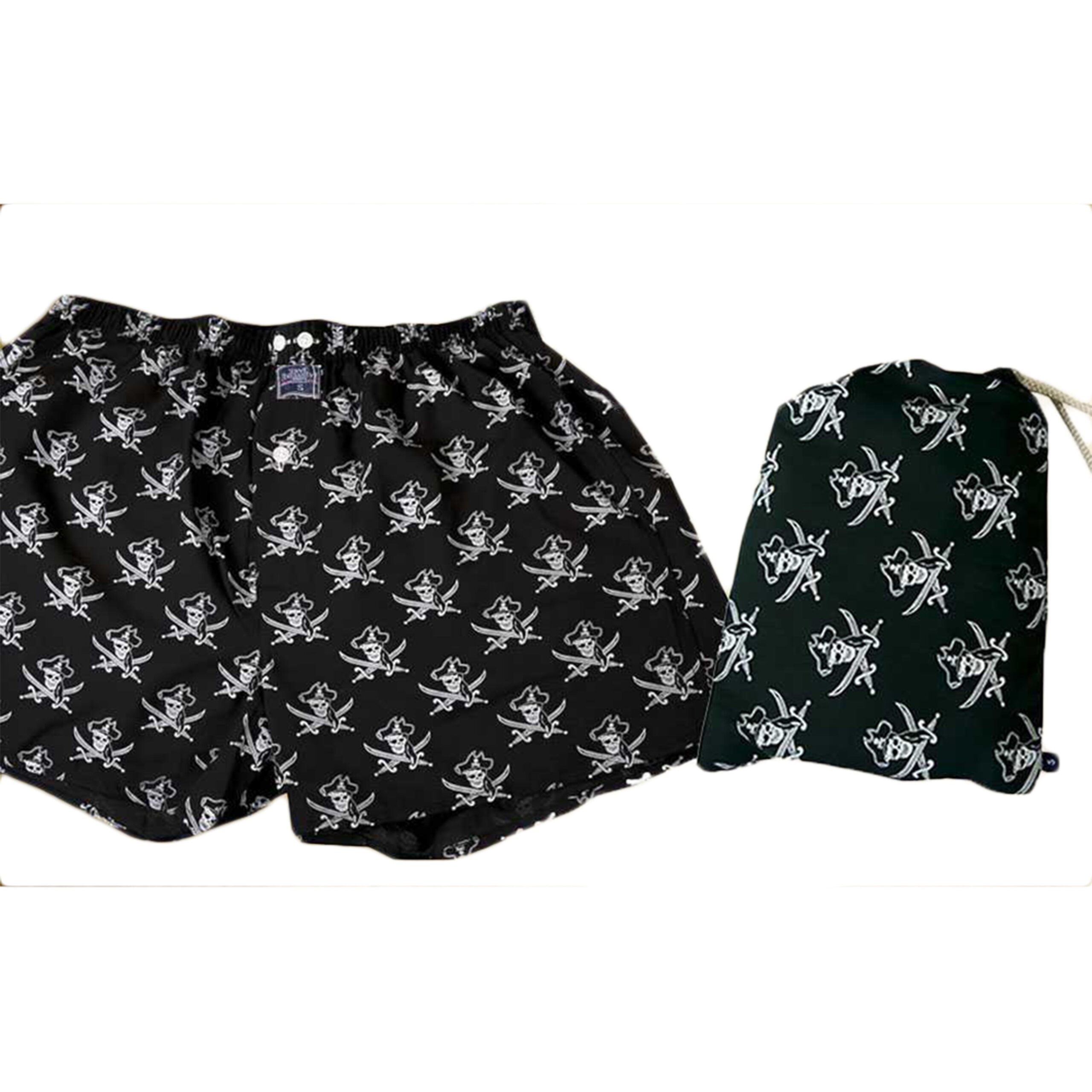 Men's Black White Pirates Cotton Boxer Brief Underwear - Amedeo Exclusive