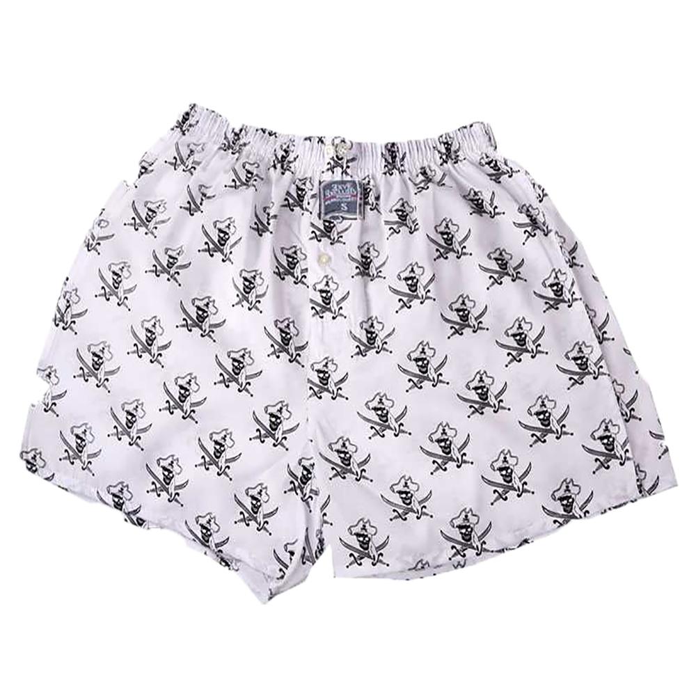 Men's White Black Pirates Cotton Boxer Brief Underwear - Amedeo Exclusive