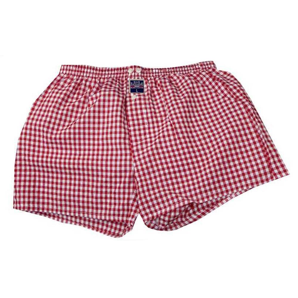 Men's Orange White Check Cotton Boxer Brief Underwear - Amedeo Exclusive