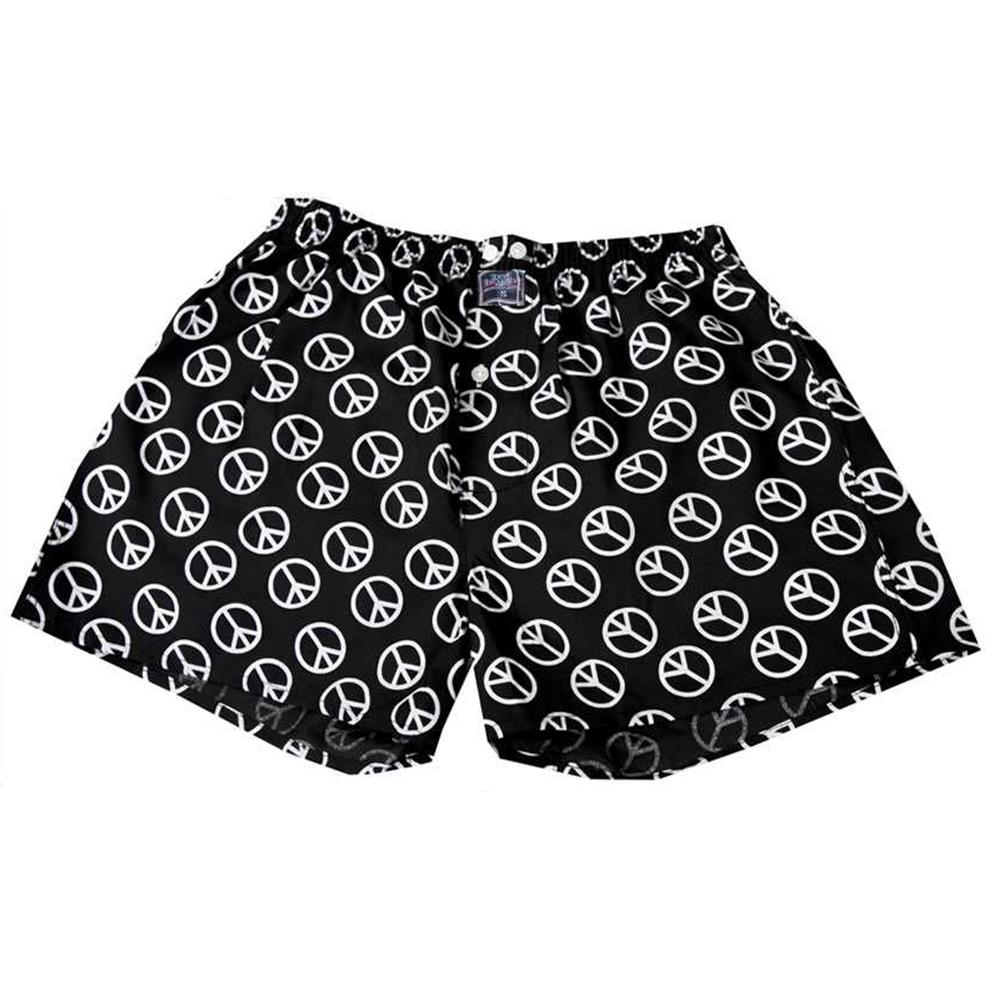 Men's Black White Peace Cotton Boxer Brief Underwear - Amedeo Exclusive