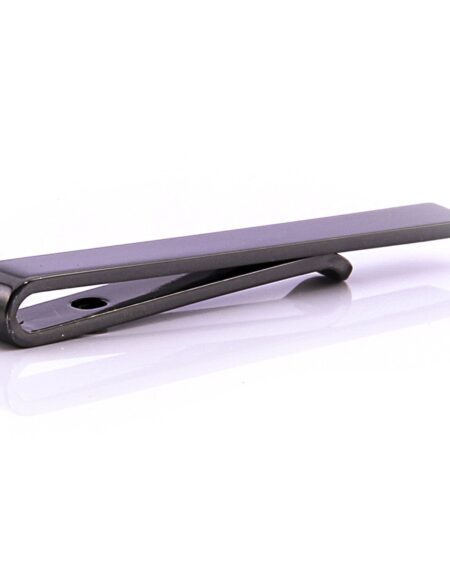 Men's Black Shiny Metallic Stainless Steel Tie Clips - Amedeo Exclusive
