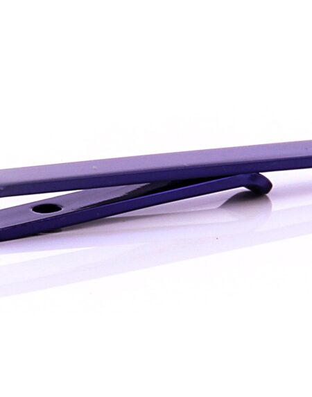 Men's Blue Shiny Metallic Stainless Steel Tie Clips - Amedeo Exclusive
