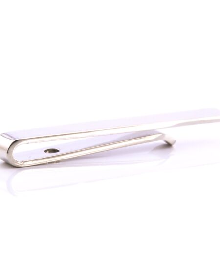 Men's Silver Shiny Metallic Stainless Steel Tie Clips - Amedeo Exclusive