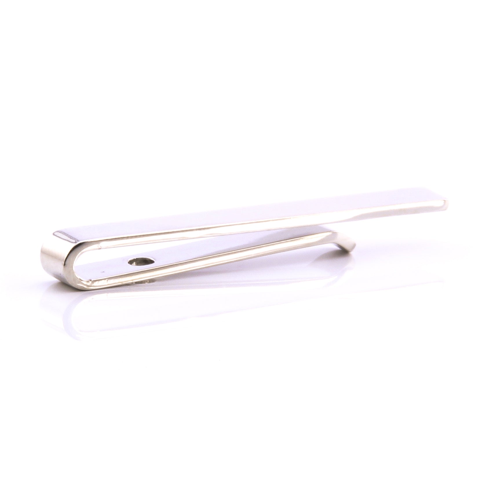 Men's Silver Shiny Metallic Stainless Steel Tie Clips - Amedeo Exclusive