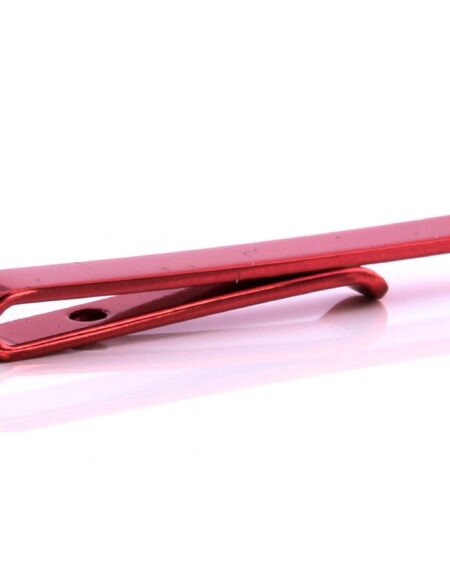 Men's Red Shiny Metallic Stainless Steel Tie Clips - Amedeo Exclusive