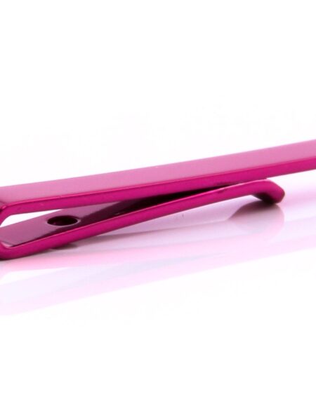 Men's Pink Shiny Metallic Stainless Steel Tie Clips - Amedeo Exclusive