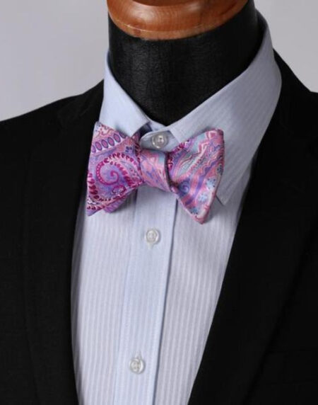 Purple Mens Silk Self tie Bow Tie with Pocket Squares Set