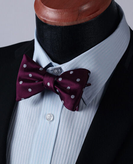 Burgundy Mens Silk Self tie Bow Tie with Pocket Squares Set - Amedeo Exclusive