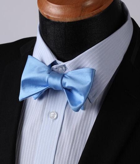 Baby Blue Mens Silk Self tie Bow Tie with Pocket Squares Set - Amedeo Exclusive