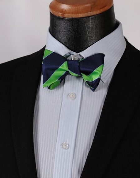 Green Blue Mens Silk Self tie Bow Tie with Pocket Squares Set - Amedeo Exclusive