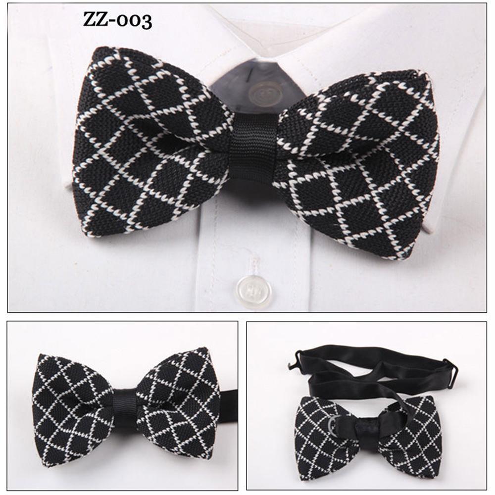 Men's Black With White Silk Knitted Bow Tie - Amedeo Exclusive