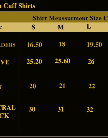 White French Double Cuff Shirt for Men – Slim Fit, Cotton (Black Design Inside)