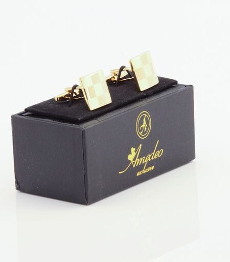 Gold Mens Stainless Steel Square Cufflinks for Shirt with Box – Hand Crafted Perfect Gift