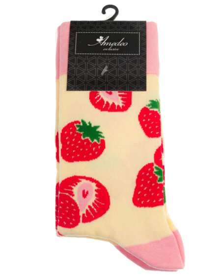Pink Fruit Printed -European Made – Egyptian Cotton Socks – Premium Cotton Fun socks with Soft Elastic