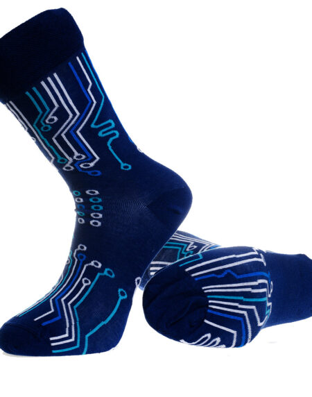 Dark Blue Printed -European Made – Egyptian Cotton Socks – Premium Cotton Fun socks with Soft Elastic