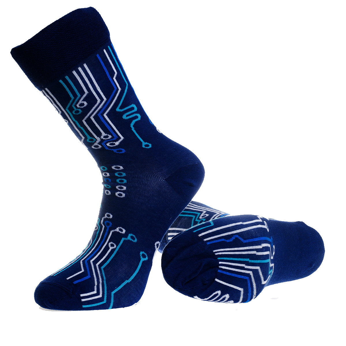 Dark Blue Printed -European Made – Egyptian Cotton Socks – Premium Cotton Fun socks with Soft Elastic