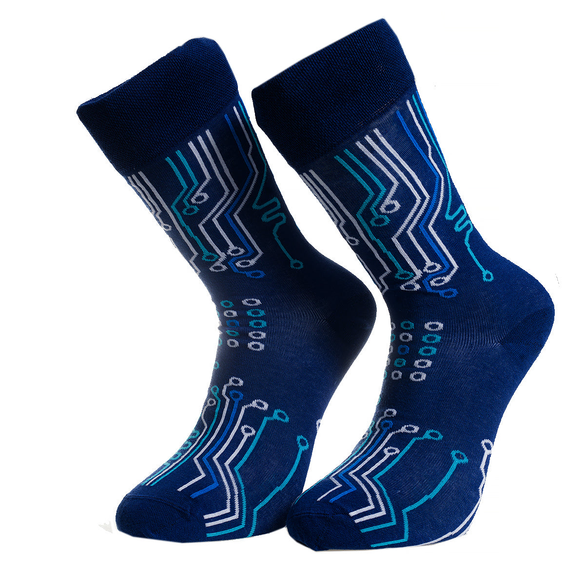 Dark Blue Printed -European Made - Egyptian Cotton Socks - Premium Cotton Fun socks with Soft Elastic - Image 2