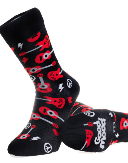 Black Printed Guitar -European Made – Egyptian Cotton Socks – Premium Cotton Fun socks with Soft Elastic