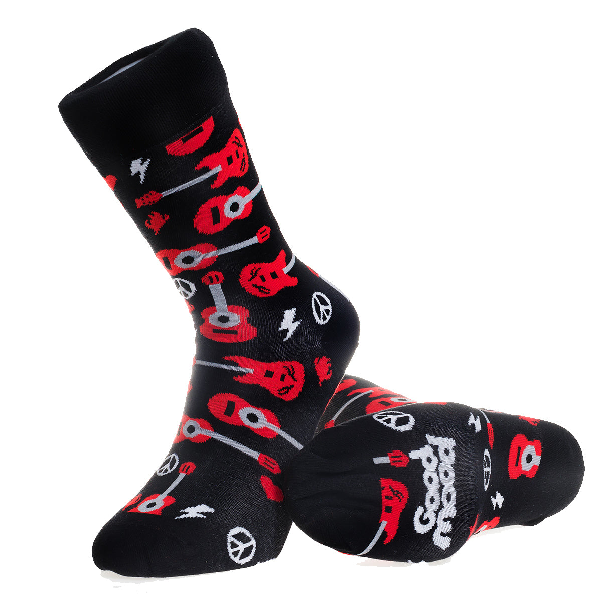 Black Printed Guitar -European Made – Egyptian Cotton Socks – Premium Cotton Fun socks with Soft Elastic