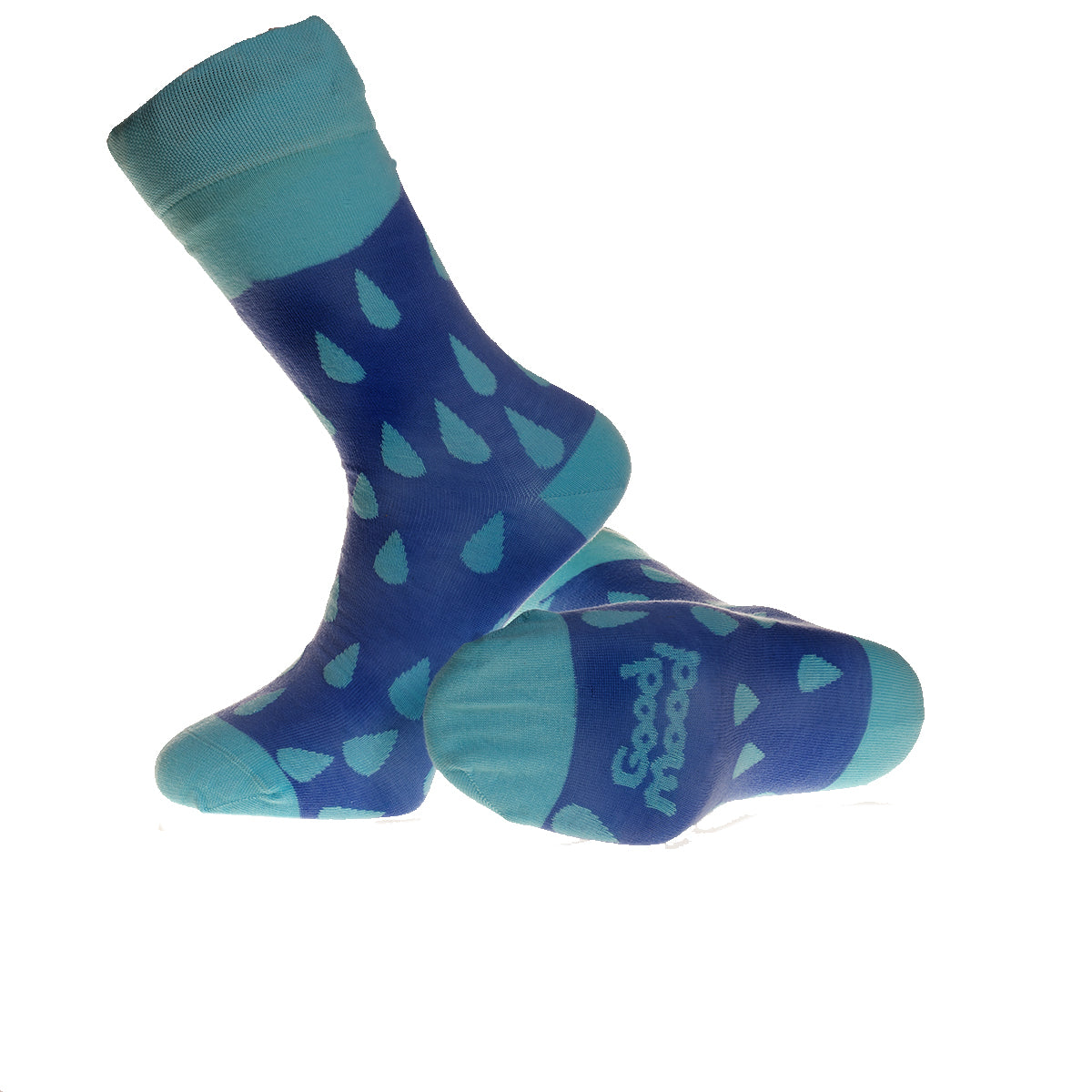 Blue Water Drop -European Made – Egyptian Cotton Socks – Premium Cotton Fun socks with Soft Elastic
