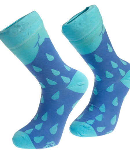 Blue Water Drop -European Made – Egyptian Cotton Socks – Premium Cotton Fun socks with Soft Elastic