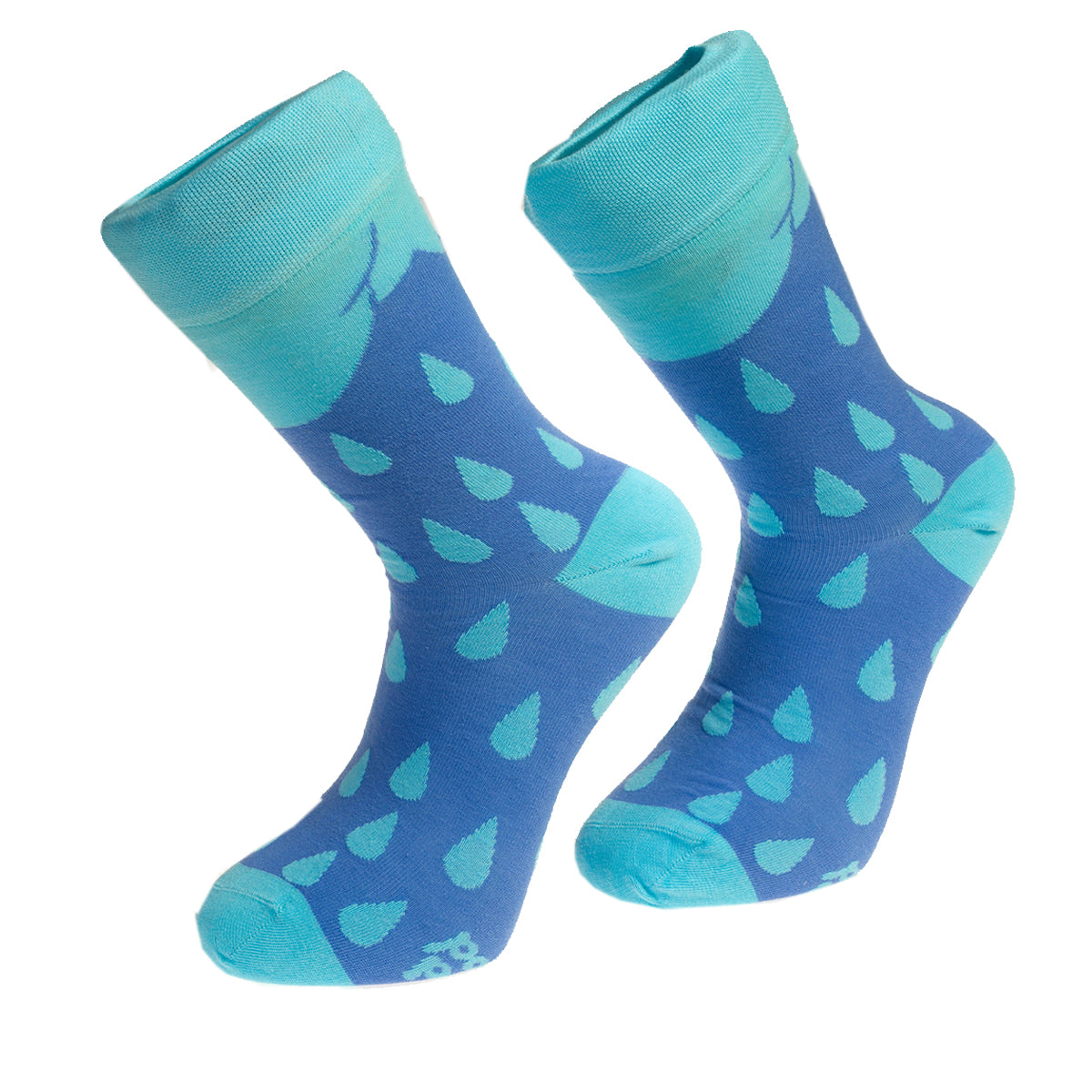 Blue Water Drop -European Made - Egyptian Cotton Socks - Premium Cotton Fun socks with Soft Elastic - Image 3
