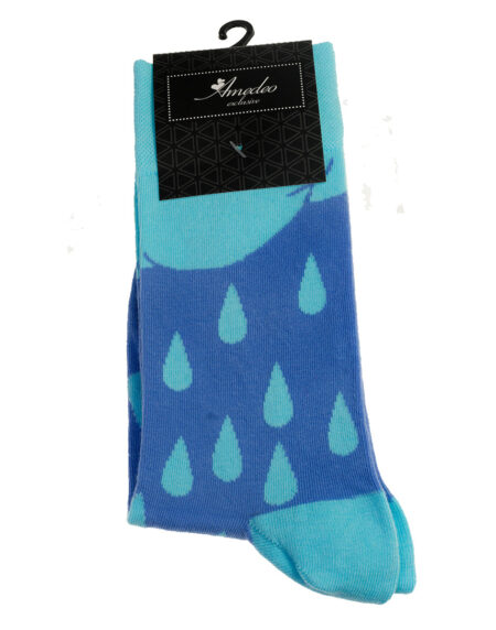 Blue Water Drop -European Made – Egyptian Cotton Socks – Premium Cotton Fun socks with Soft Elastic