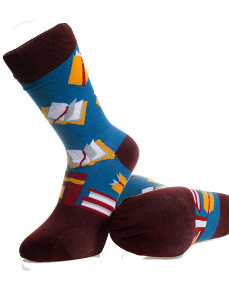 Blue and Brown-European Made – Egyptian Cotton Socks – Premium Cotton Fun socks with Soft Elastic
