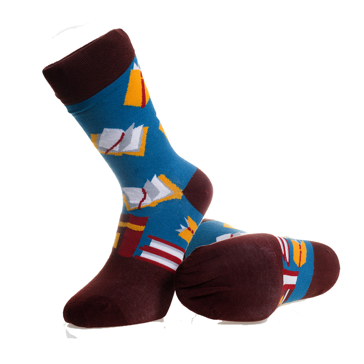 Blue and Brown-European Made – Egyptian Cotton Socks – Premium Cotton Fun socks with Soft Elastic