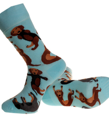 Blue Socks With Printed Dogs-European Made – Egyptian Cotton Socks – Premium Cotton Fun socks with Soft Elastic